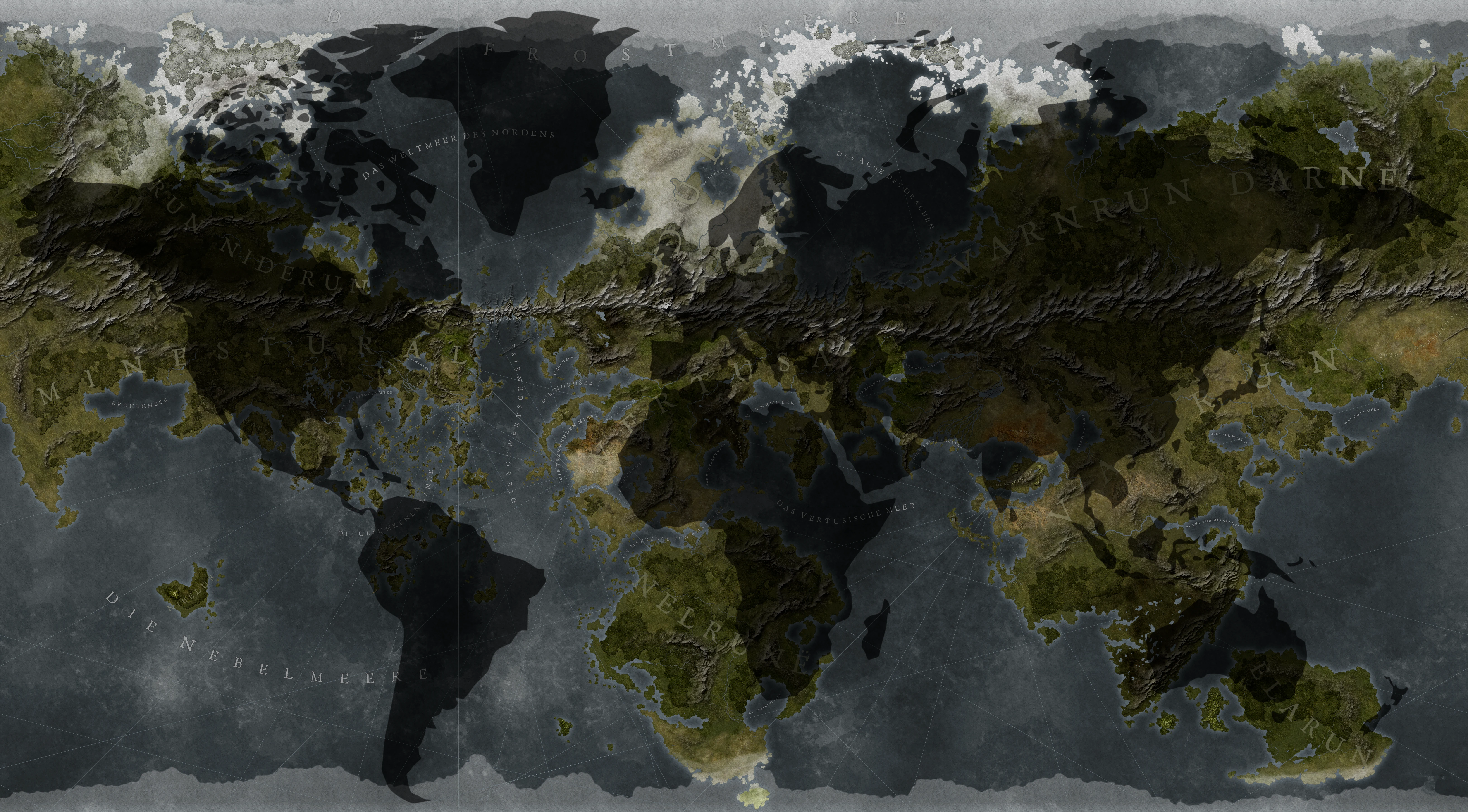 Weltkarte von Aurun im Vergleich zur Mercator Projektion der Erde